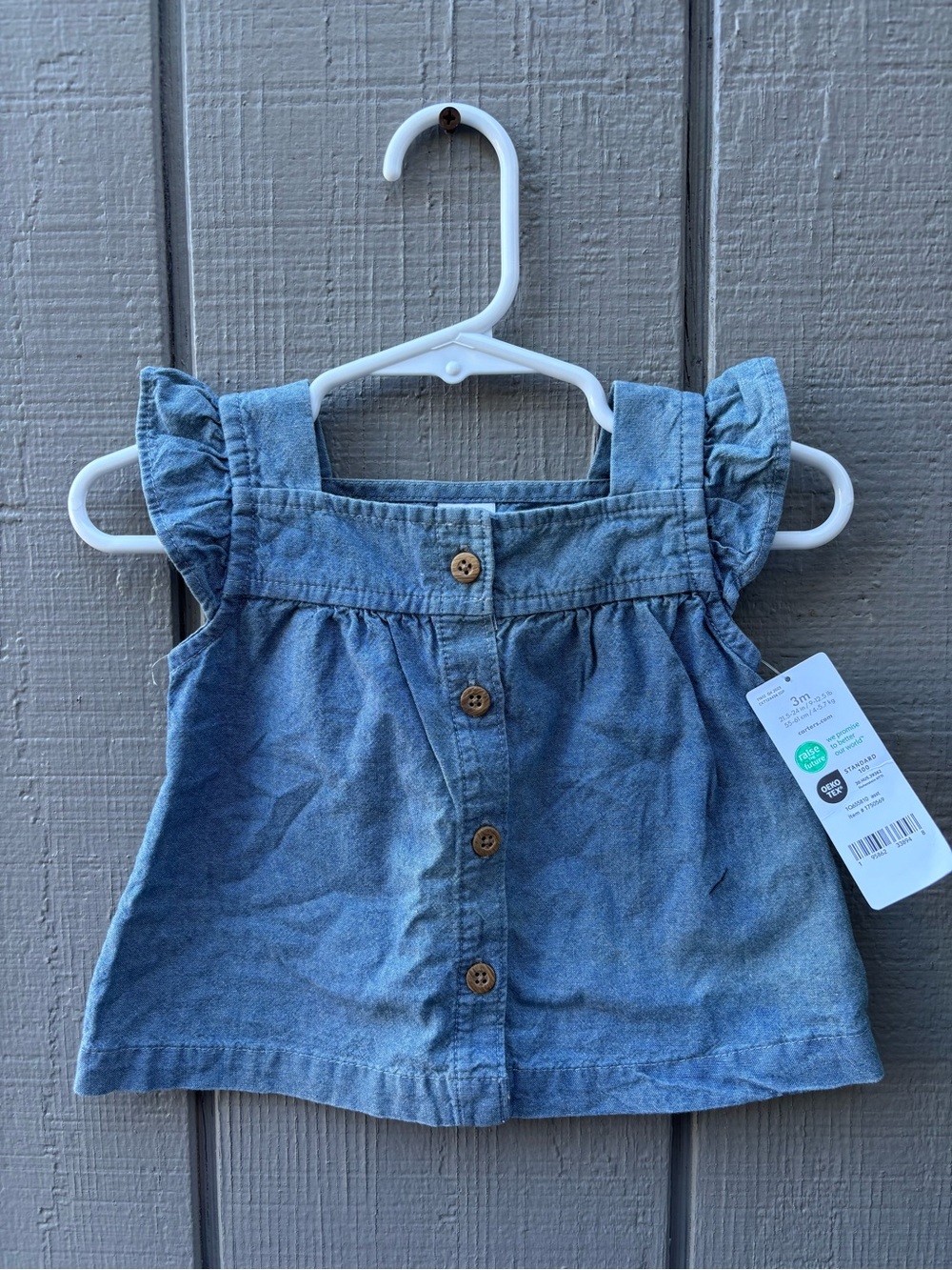 Carter's Chambray-Style Baby Tank Top - Light Blue